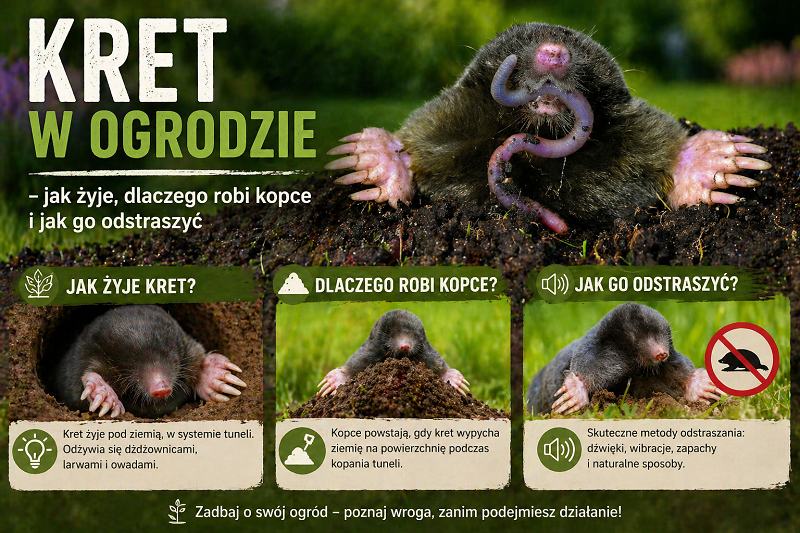 kret w ogrodzie