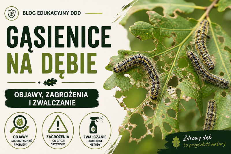 Gąsienice na dębie