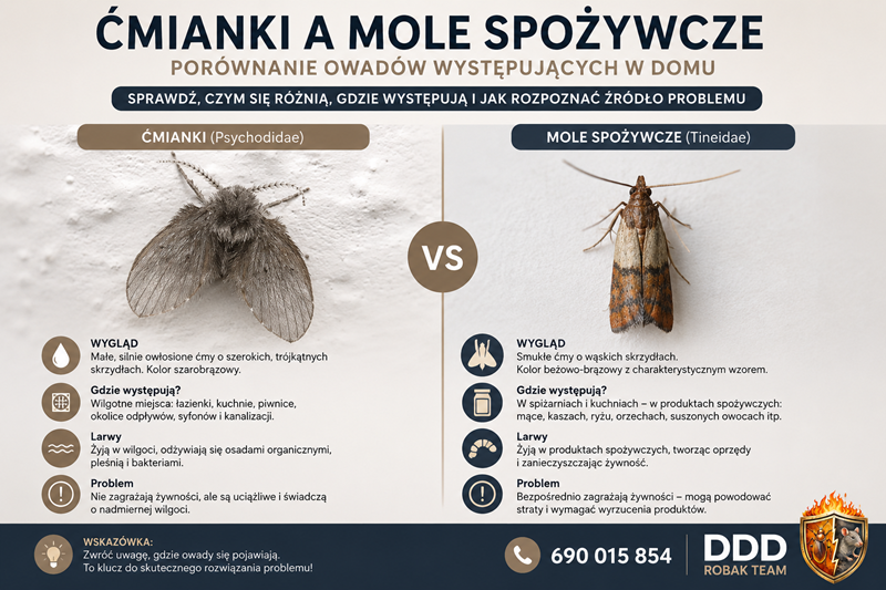 Ćmianki a mole spożywcze – porównanie owadów i najważniejsze różnice