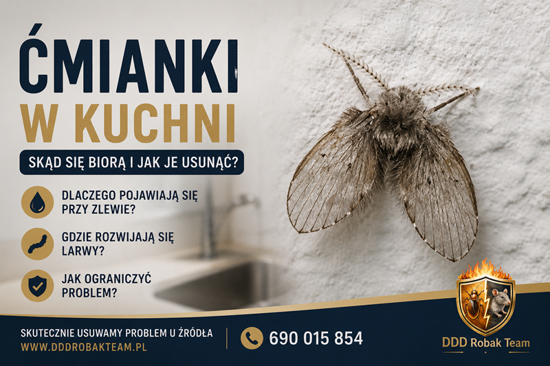 Ćmianki w kuchni przy zlewie i odpływie