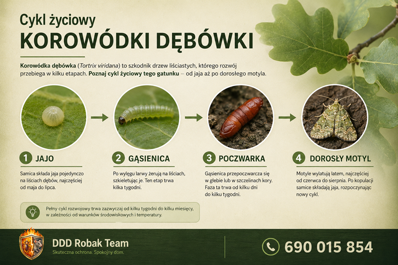 Cykl życiowy korowódki dębówki
