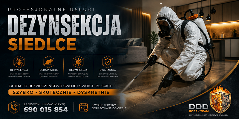 Dezynsekcja Siedlce - deratyzacja, dezynfekcja i odpluskwianie 24h