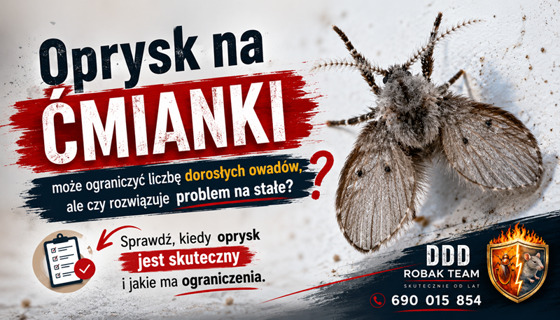 Oprysk na ćmianki wykonywany w łazience podczas zwalczania owadów