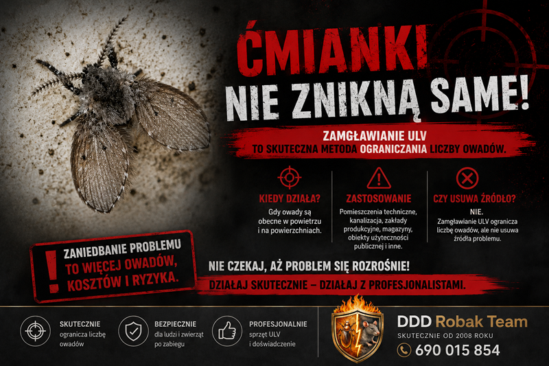 Zamgławianie ULV na ćmianki podczas profesjonalnego zwalczania owadów